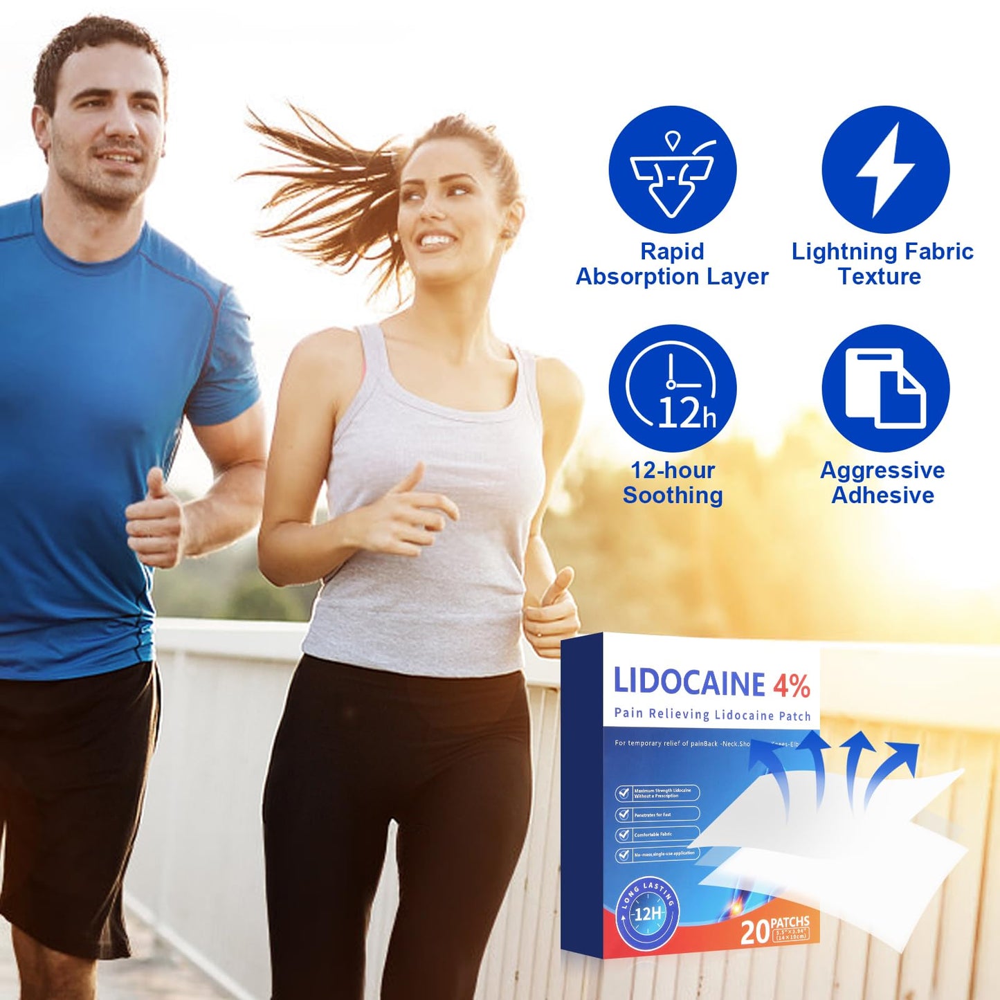 AROSLU Pain Relief Patches Lidocaine 4% ICY Patch Relieving Patch-12 Hour Acting Pain Patches-Muscle and Joint Pain Relief |Targets Neck,Back,Shoulders Pain relief-20patches AROSLUBuy Supplements Australia