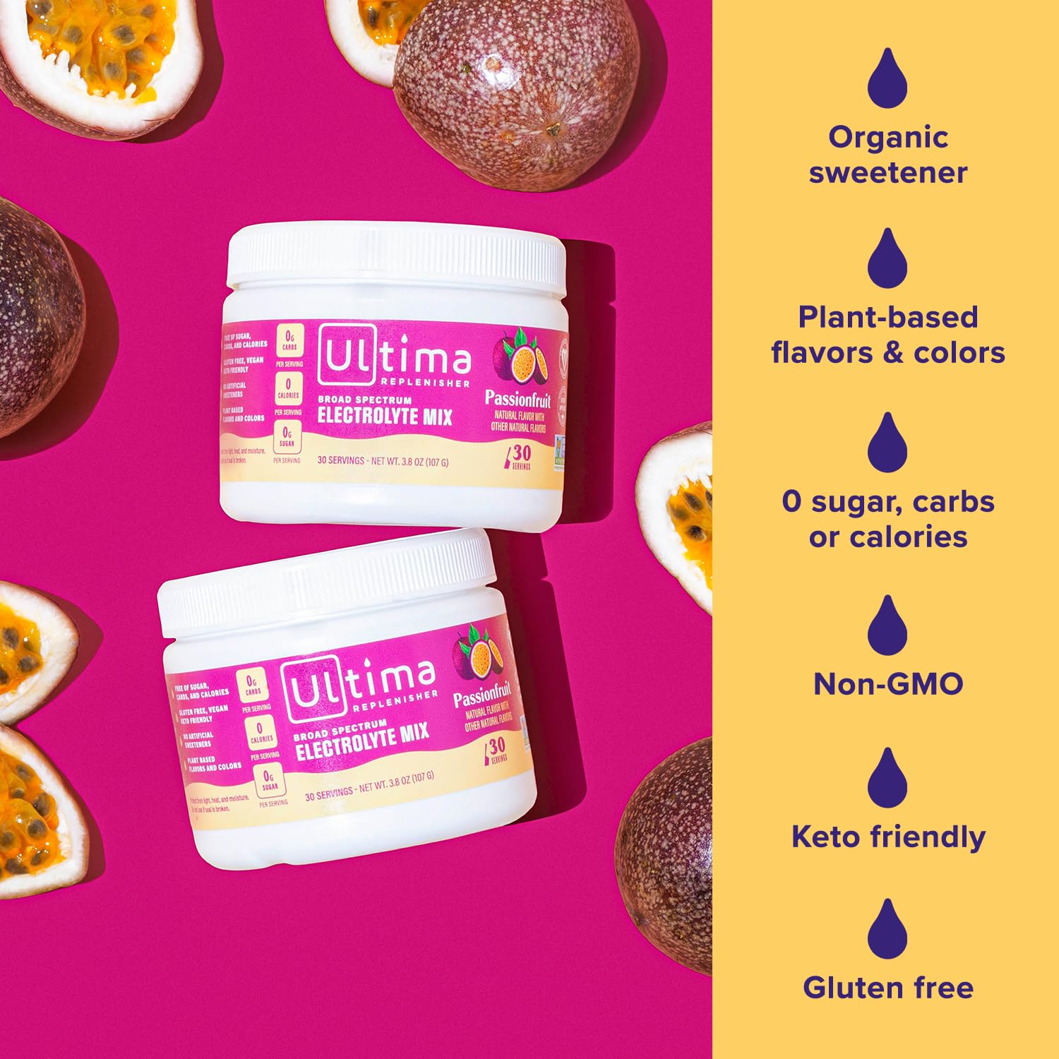 Ultima Replenisher Daily Electrolyte Drink Mix – Passionfruit, 30 Servings – Hydration Ultima ReplenisherBuy Supplements Australia
