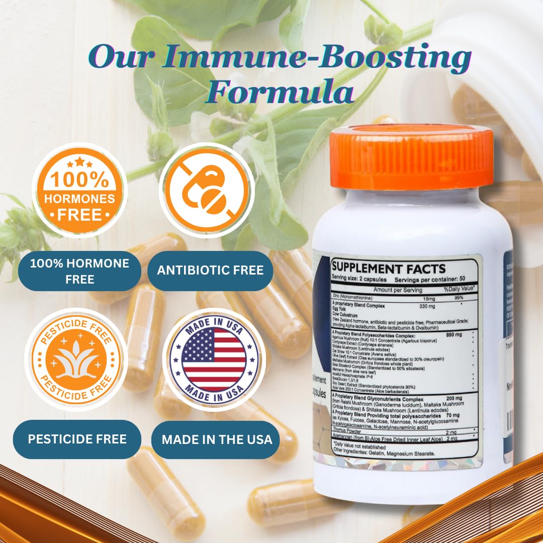 Transfer Factor Enhanced, 100 Natural Capsules, Immune Support - Transfer Factor Multi Immune from Cow Colostrum, Egg Yolk & Special Blend of Mushrooms DislafarmBuy Supplements Australia
