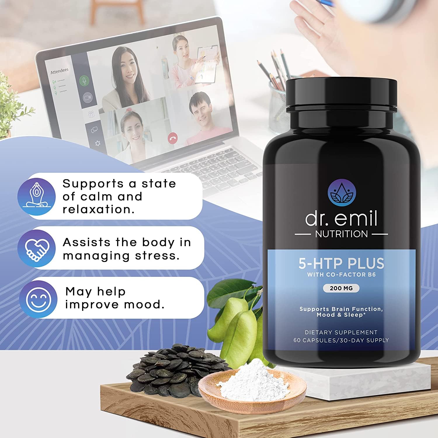 DR EMIL NUTRITION 200 MG 5-HTP Plus with SAM-e for Mood, Stress, and Sleep DR EMIL NUTRITIONBuy Supplements Australia