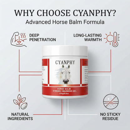 CYANPHY 250g Unisex Adult Extra Strong Horse Balm Joint Massage Cream with Fresh Scent for Muscle & Joint Massage Body for Warming Massage Gel for Hands, Feet, Legs, Knees, Waist for People CYANPHYBuy Supplements Australia