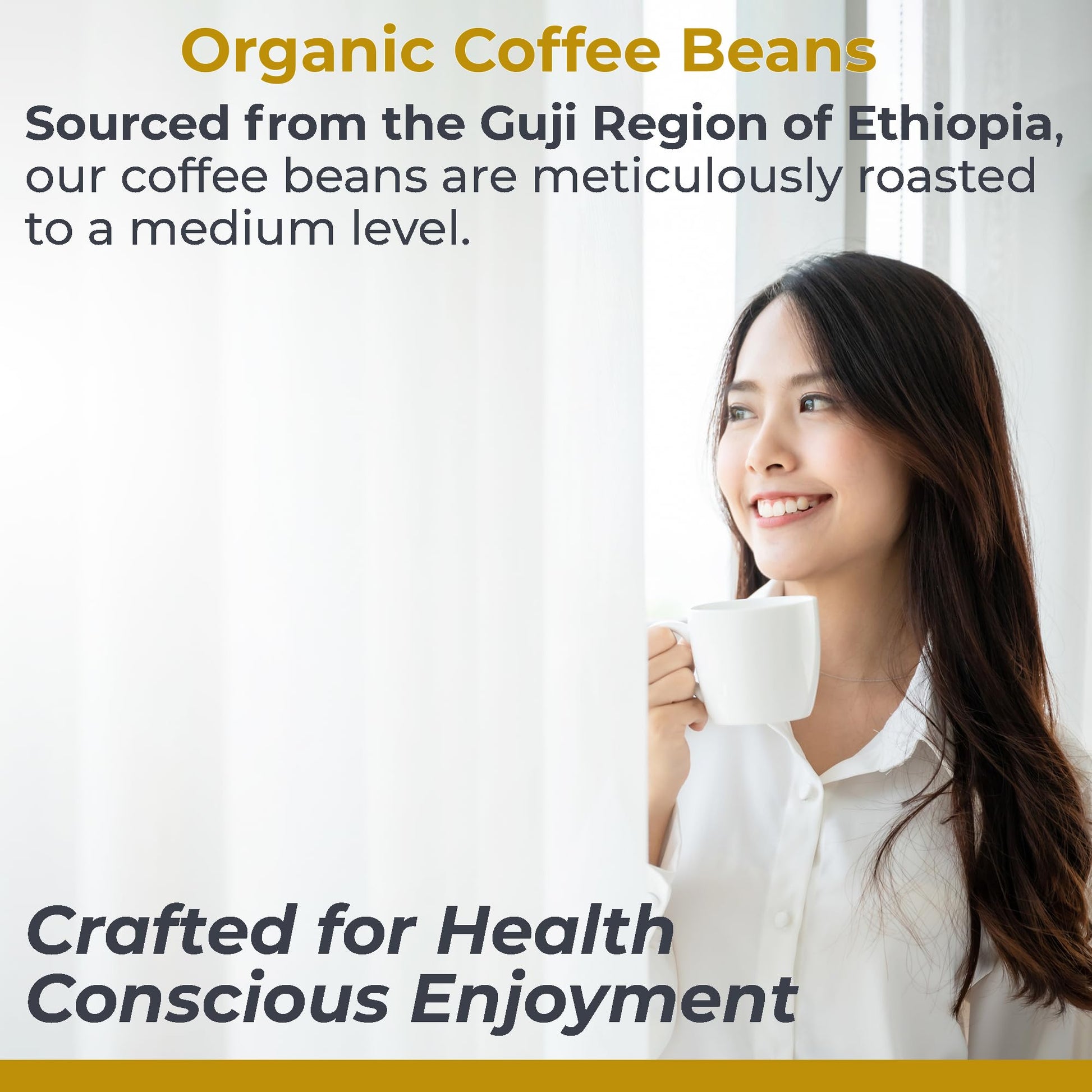 Premier Research Labs Organic Whole Roasted Coffee Beans - Medium Roast, From Guji Region of Ethiopia, Crafted for Optimal Health Benefits, Sweet & Fruity, Well-Balanced, Gluten Free - 1 Pound Premier Research LabsBuy Supplements Australia