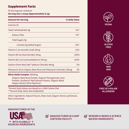 Snap Supplements Organic Beet Root Powder Nitric Oxide Supplement for Men & Women, Red Spinach & Pomegranate, Supports Healthy Energy & Blood Pressure Already in Normal Range, 30 Servings, Mixed Berry Snap SupplementsBuy Supplements Australia