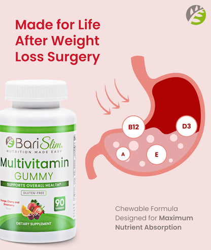BariSlim Bariatric Chewable Multivitamin Gummies - Specially Formulated Gummy Vitamin for Patients After Weight Loss Surgery - Easy to Digest BariSlimBuy Supplements Australia
