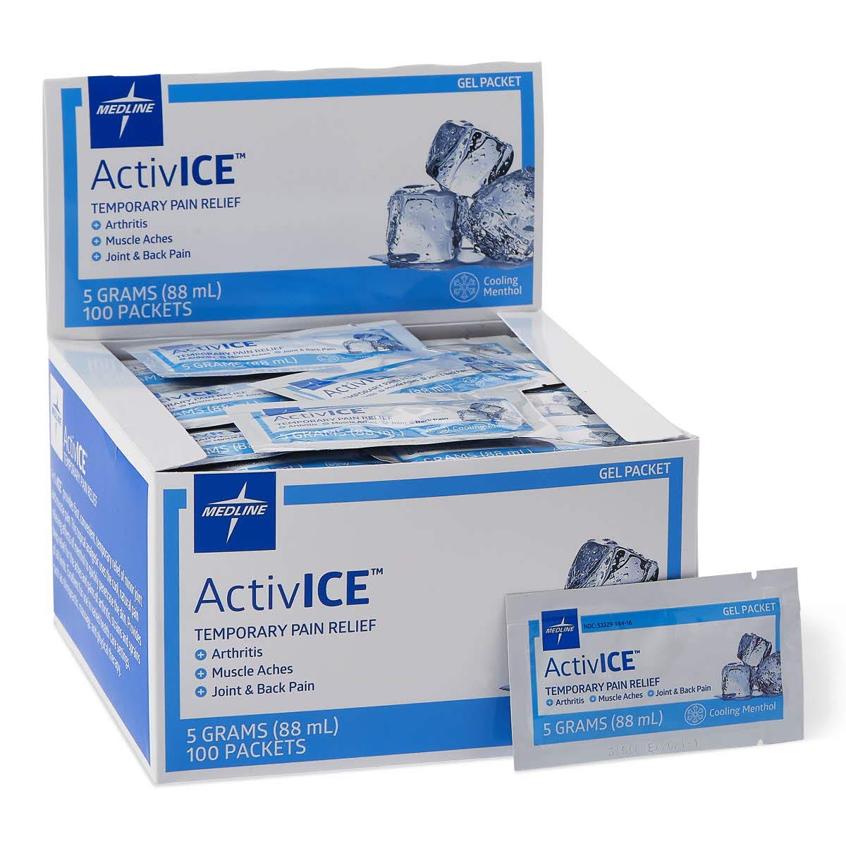 Medline ActivICE Topical Pain Reliever Gel, Great for Arthritis, Muscle Aches and Back Injuries, 5 grams - 100 Packs MedlineBuy Supplements Australia