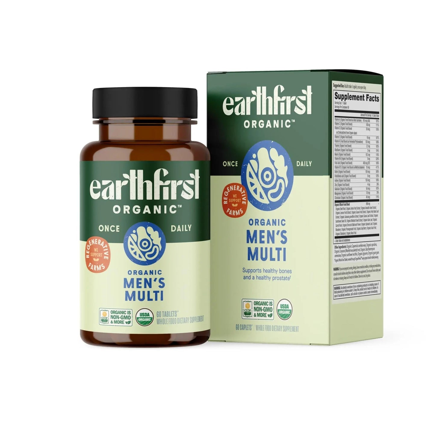 EarthFirst Organic Men’s Multi Once Daily, Whole-Food Multivitamin with 19 Vitamins & Minerals for Energy, Heart, Bone Strength EarthFirst OrganicBuy Supplements Australia
