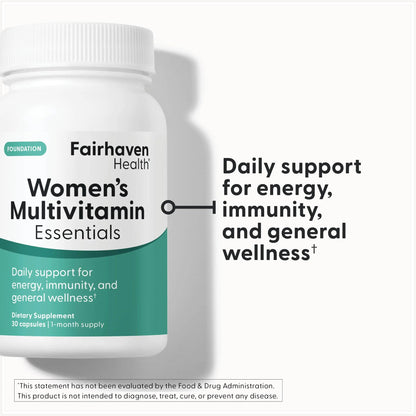 Fairhaven Health Womens Multivitamin Essentials | Once Daily Multivitamin for Women Support for Energy, Immune Health, Eye Health, Hormone Balance | Fairhaven HealthBuy Supplements Australia