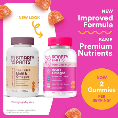 SmartyPants Teen Girl Multivitamin Gummies - Improved Formula: Omega 3 (DHA/EPA), Vitamin C, D3, B12, Vitamin A, K & Zinc SmartyPantsBuy Supplements Australia