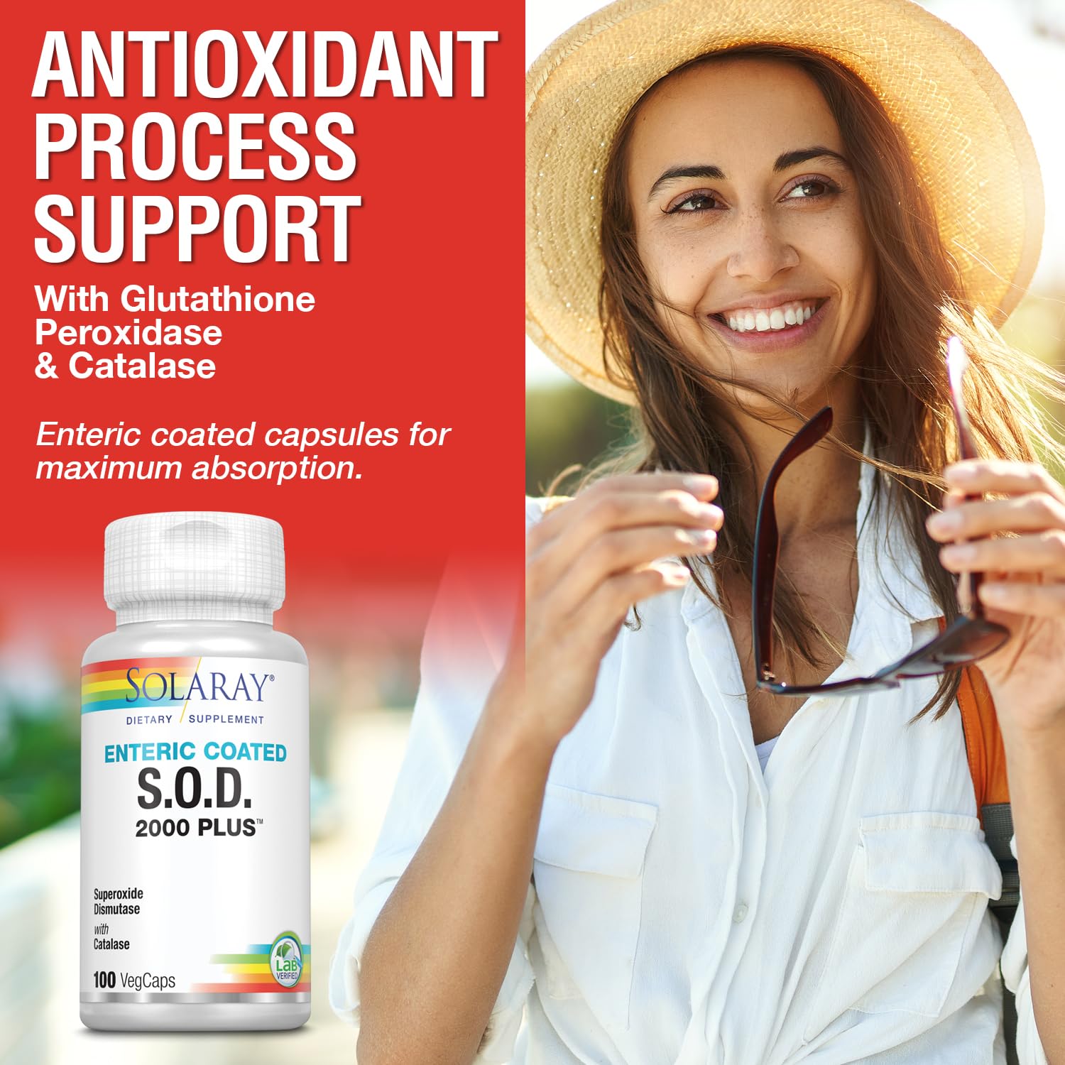 SOLARAY S.O.D. 2000 Plus - Superoxide Dismutase (SOD) and Catalase Antioxidant Supplement, Wellness Support - w/Green Tea Extract, Calcium, Rosemary, Grape Seed Extract, 60-Day Guarantee, 100 Servings SOLARAYBuy Supplements Australia