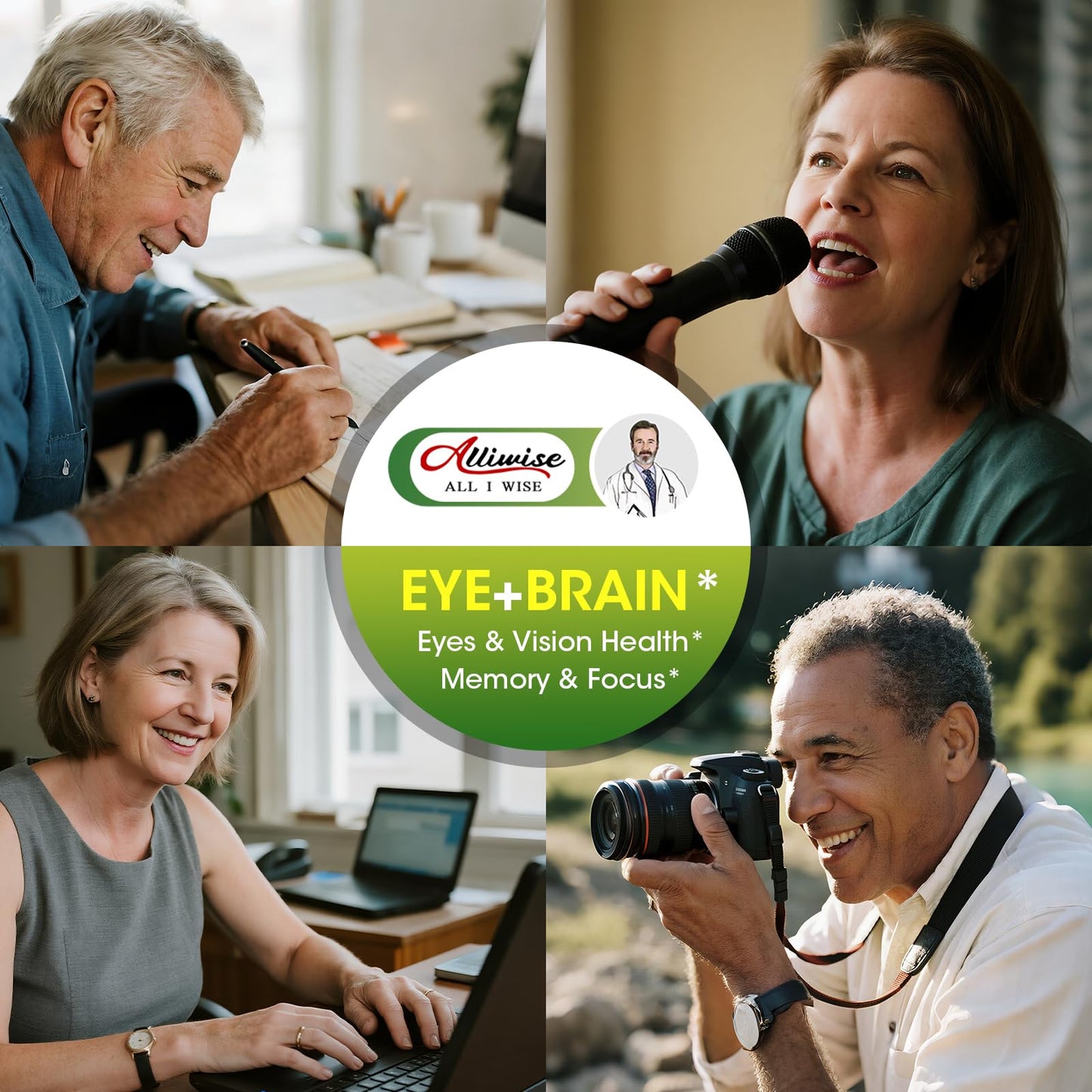 Eye + Brain Supplements for Memory and Focus, Lutein 40mg, Zeaxanthin, Astaxanthin, Bilberry, Lion’s Mane, Bacopa Monnieri, Ginkgo Biloba, 14 in 1 Eye Vitamins for Adults & Seniors 120 Capsules AlliwiseBuy Supplements Australia