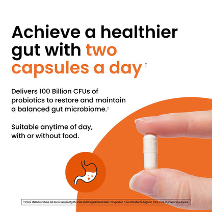 Ombre Healthy Gut Probiotics for Digestive Health 100 Billion CFU - Prebiotics and Probiotics for Women & Men with Lactobacillus Acidophilus & Digestive Enzymes, Gut Health Support, Vegan, 30 Servings OmbreBuy Supplements Australia
