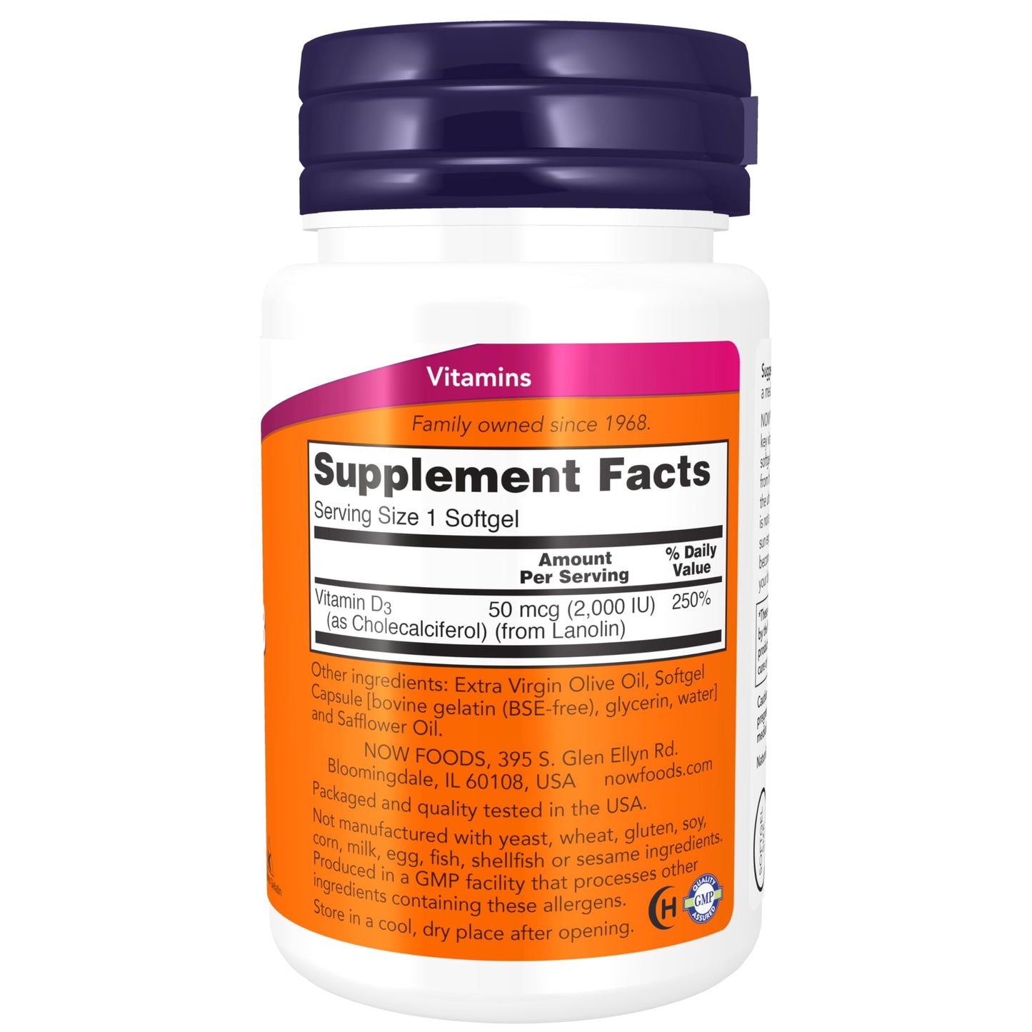 NOW Supplements, Vitamin D-3 2,000 IU, High Potency, Structural Support*, 30 Softgels NOWBuy Supplements Australia