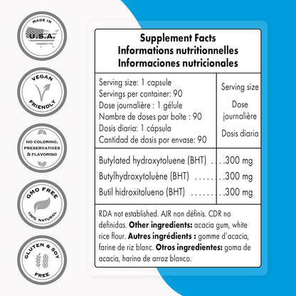 Supersmart - BHT 300 mg Per Day - Butylated Hydroxytoluene - Powerful Antioxidant SupersmartBuy Supplements Australia