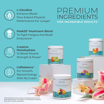 One Sol Pre-Workout for Women, Enhanced Pump & Focus, No Jitters Or Crash, Natural One SolBuy Supplements Australia