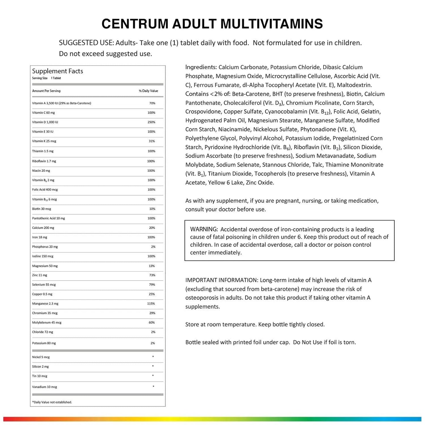 Centrum Adult Multivitamin/Multimineral Supplement with Antioxidants, Zinc, Vitamin D3 and B Vitamins, Gluten Free, Non-GMO Ingredients - 200 Count CentrumBuy Supplements Australia