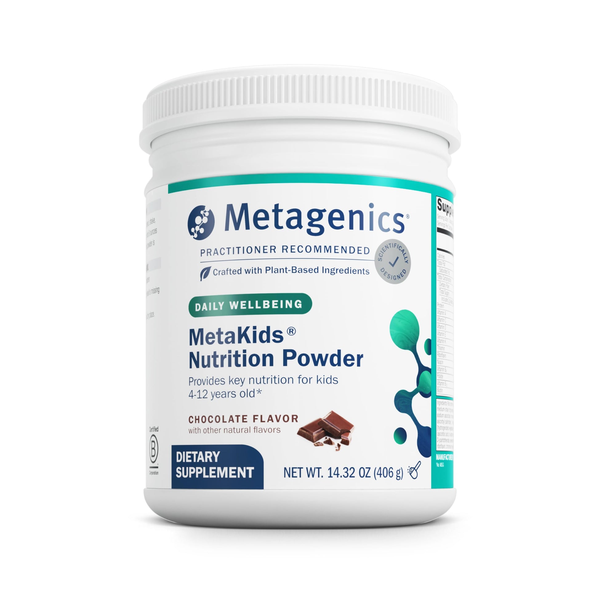 Metagenics MetaKids Nutrition Powder - Kids Multivitamin Powder with Prebiotics, DHA, Protein & Amino Acids* - Complete Protein - Non‑GMO, Gluten‑Free - Chocolate - 14.32 oz MetagenicsBuy Supplements Australia