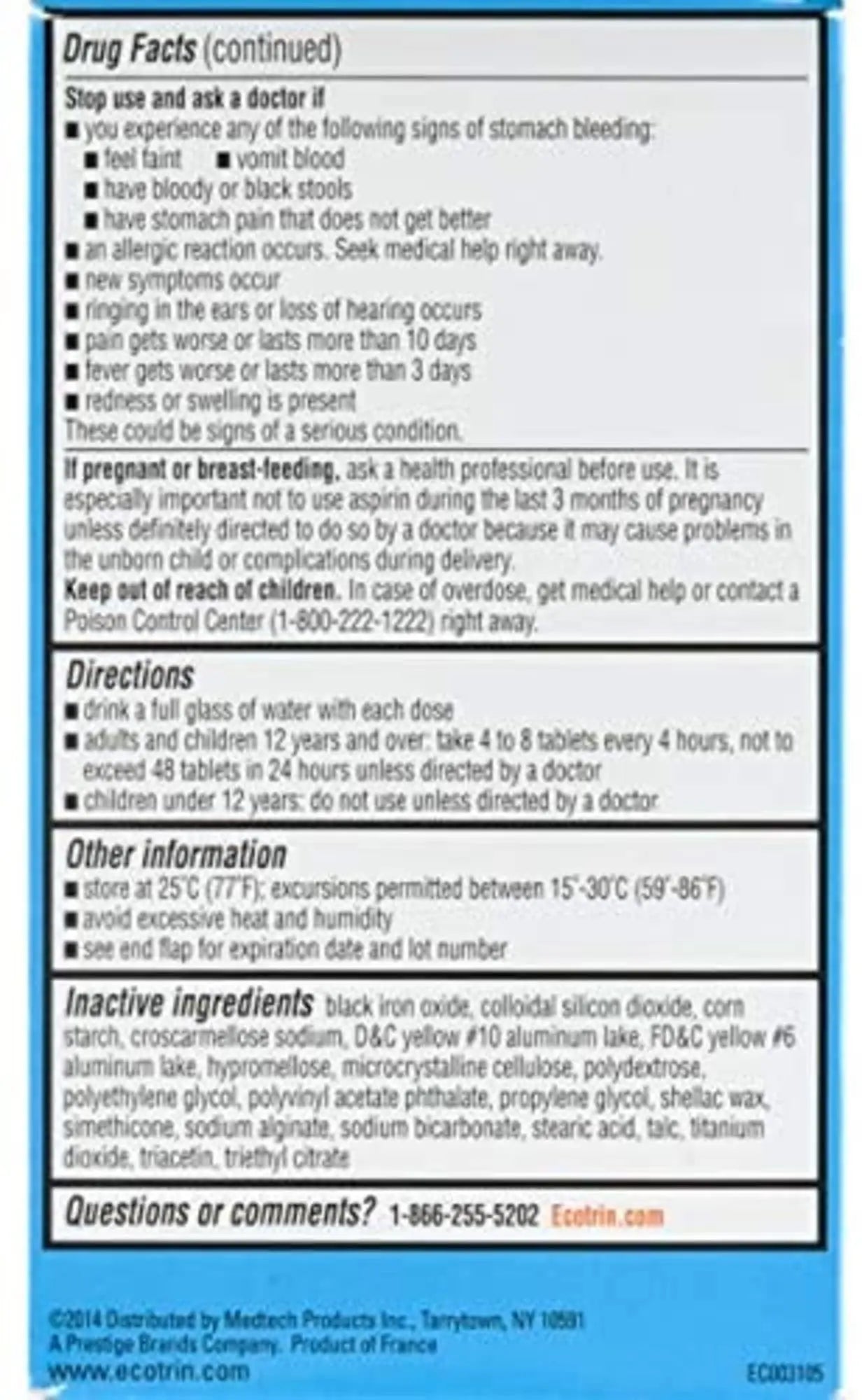 Ecotrin Low Strength Aspirin Arthritis Pain Relief, Safety Coated 81mg Aspirin Tablets for Arthritis, Toothache & Headache Relief, 365 Count EcotrinBuy Supplements Australia