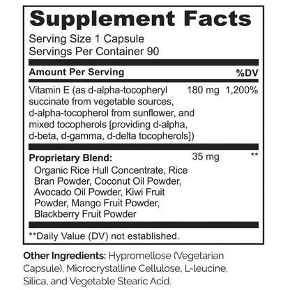 NATURELO Vitamin E Capsules 180 mg - 90 Vegan Capsules | Supports Skin, Hair, and Nails | Immune and Eye Health | NATURELOBuy Supplements Australia