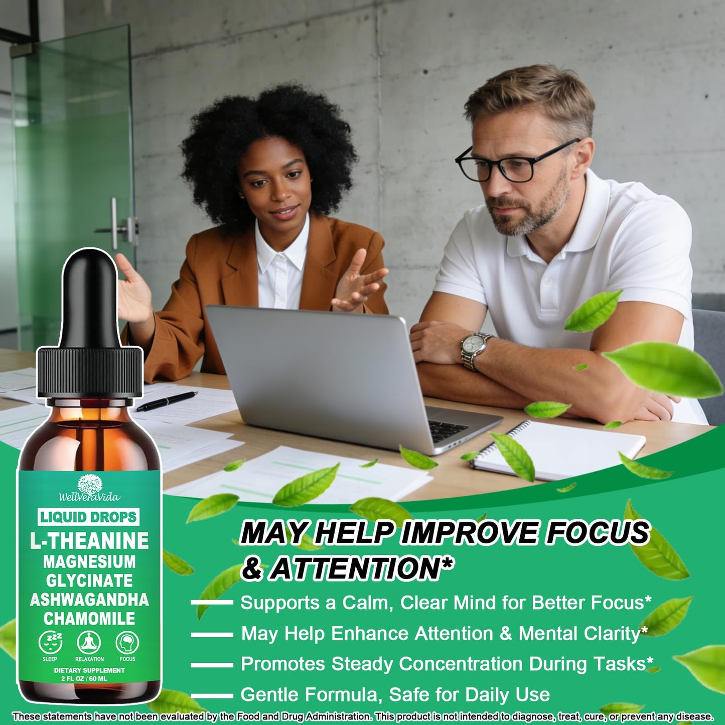 L theanine Liquid Drops, Theanine Supplement With Magnesium Glycinate & Ashwagandha for Sleep, Relaxation & Focus Support, High Absorption Liquid L Theanine 200mg for Adults & Kids丨Vegan, Non-GMO, 2oz WellVeraVidaBuy Supplements Australia