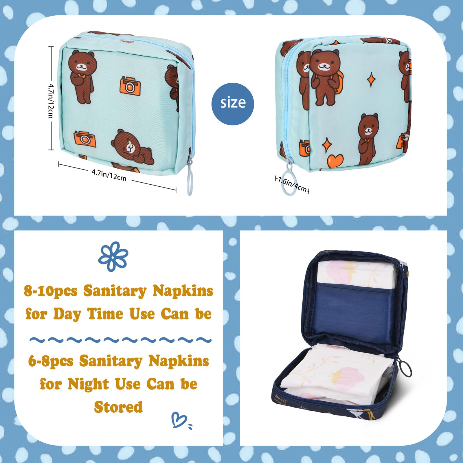 4Pcs Period Bag, Sanitary Pad Storage Bag Samll Period Pouch for Purse Cute Menstrual Period Bag AsterBuy Supplements Australia