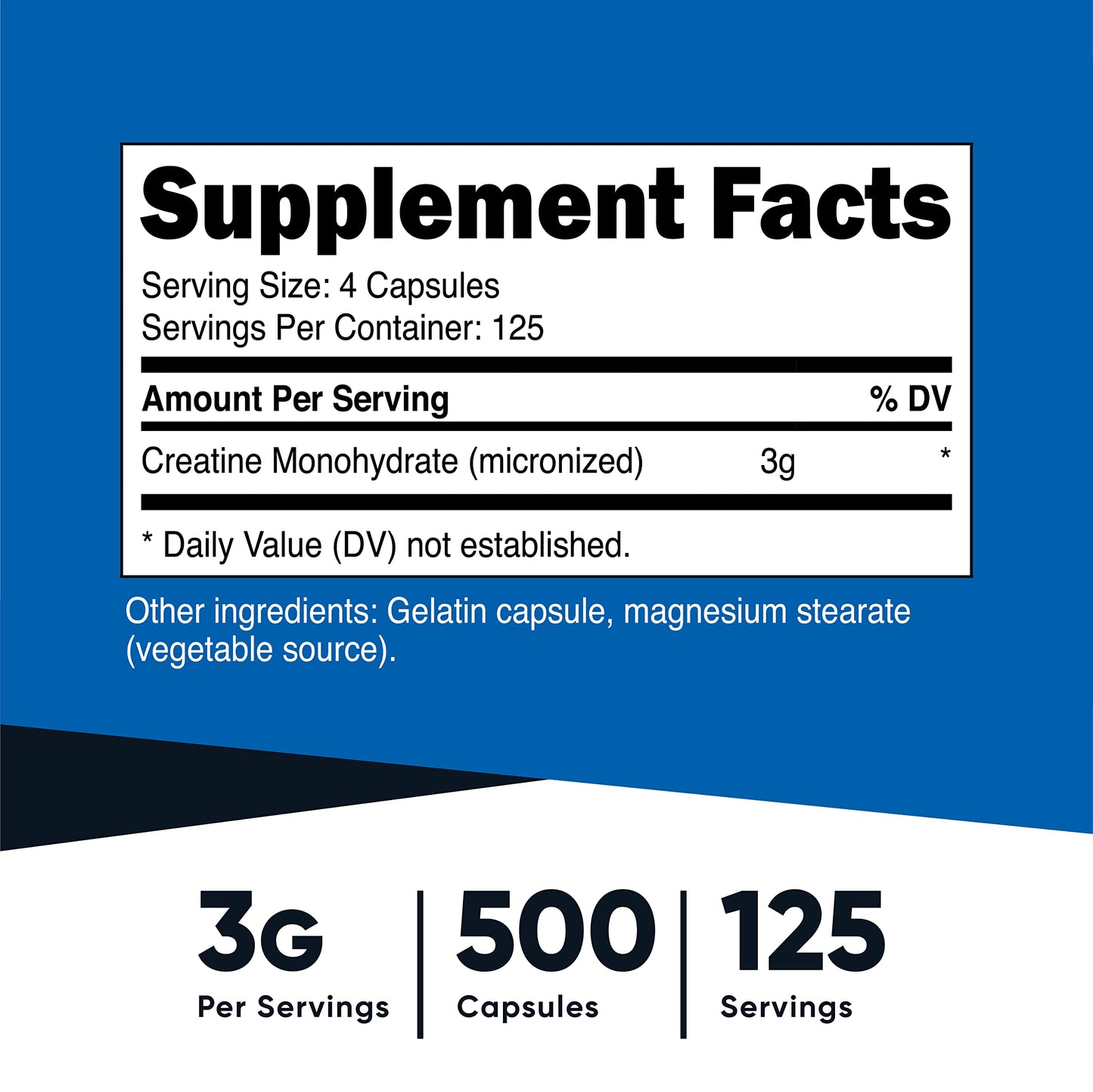 Nutricost Creatine Monohydrate 3000mg (750mg Per Cap), 500 Capsules (3 Bottles) NutricostBuy Supplements Australia