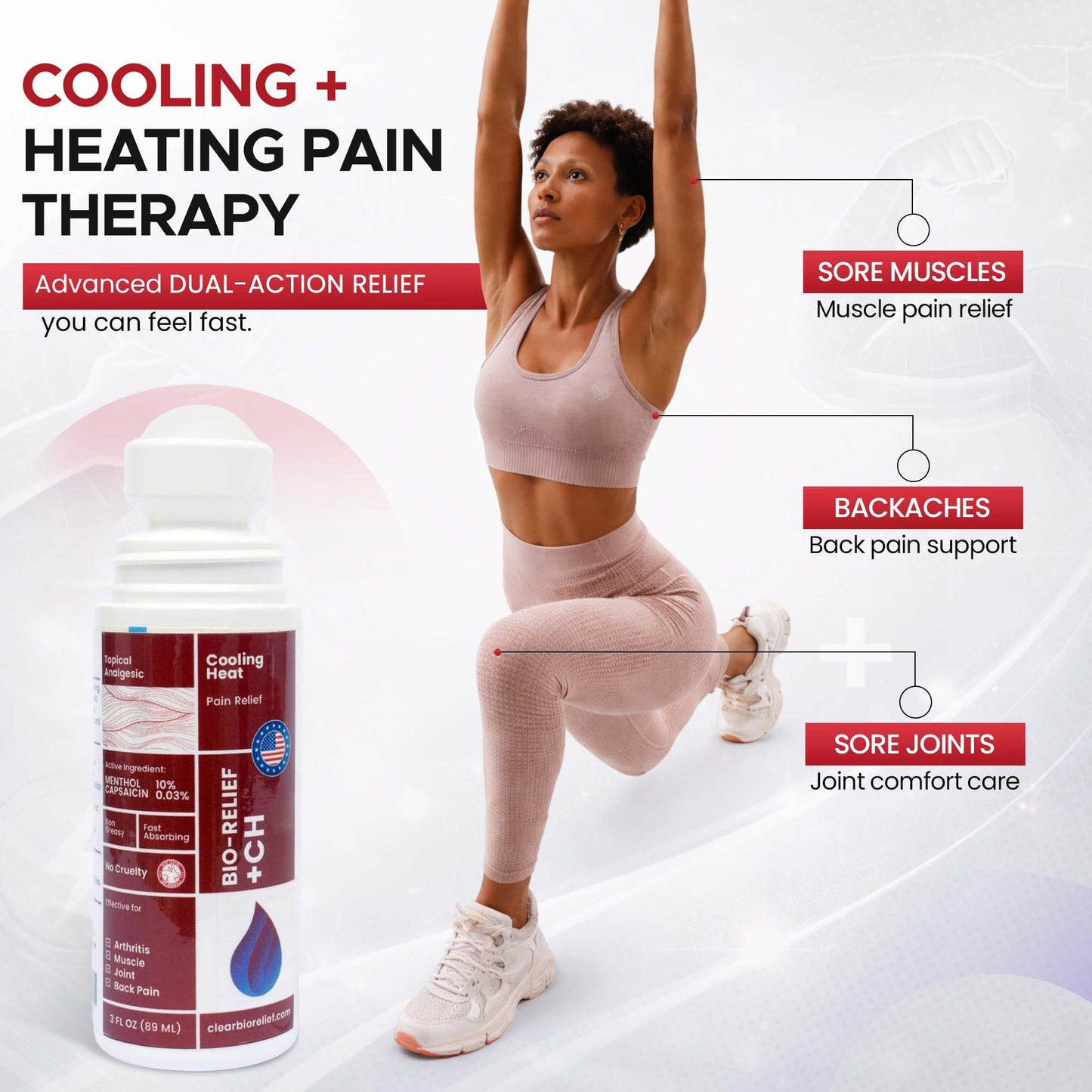 BIO-RELIEF +CH Pain Relief Roll On w 10% Methanol | Highly Effective, Cool & Topical Pain Relief Extra Strength for Arthritis,Muscle,Joint & Back | Easy Roll On Maximum Strength, Made in USA Scientific Solutions GlobalBuy Supplements Australia