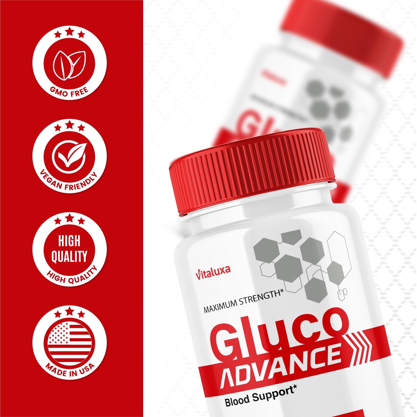 Gluco Advance Capsules, Gluco Advanced Blood Support Supplement GlucoAdvance Pills for Joints, GlucoseAdvance Premium Blend Flow Balance All Natural Formula Overall Health Wellness (60 Capsules) VitaluxaBuy Supplements Australia