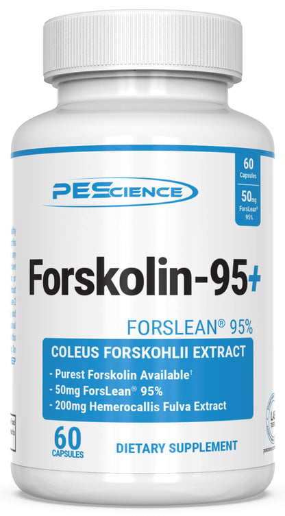 PEScience Forskolin-95+ Capsules, 95% Pure Forskolin from Coleus Forskohlii Extract with Hemerocallis Fulva Extract, Patented ForsLean, 50mg, 60 Count PEScienceBuy Supplements Australia
