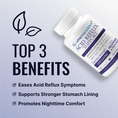 Approved Science® Acid Reflux Support - with Melatonin, Marshmallow Root, L-Taurine -180 Capsules - Vegan Approved ScienceBuy Supplements Australia