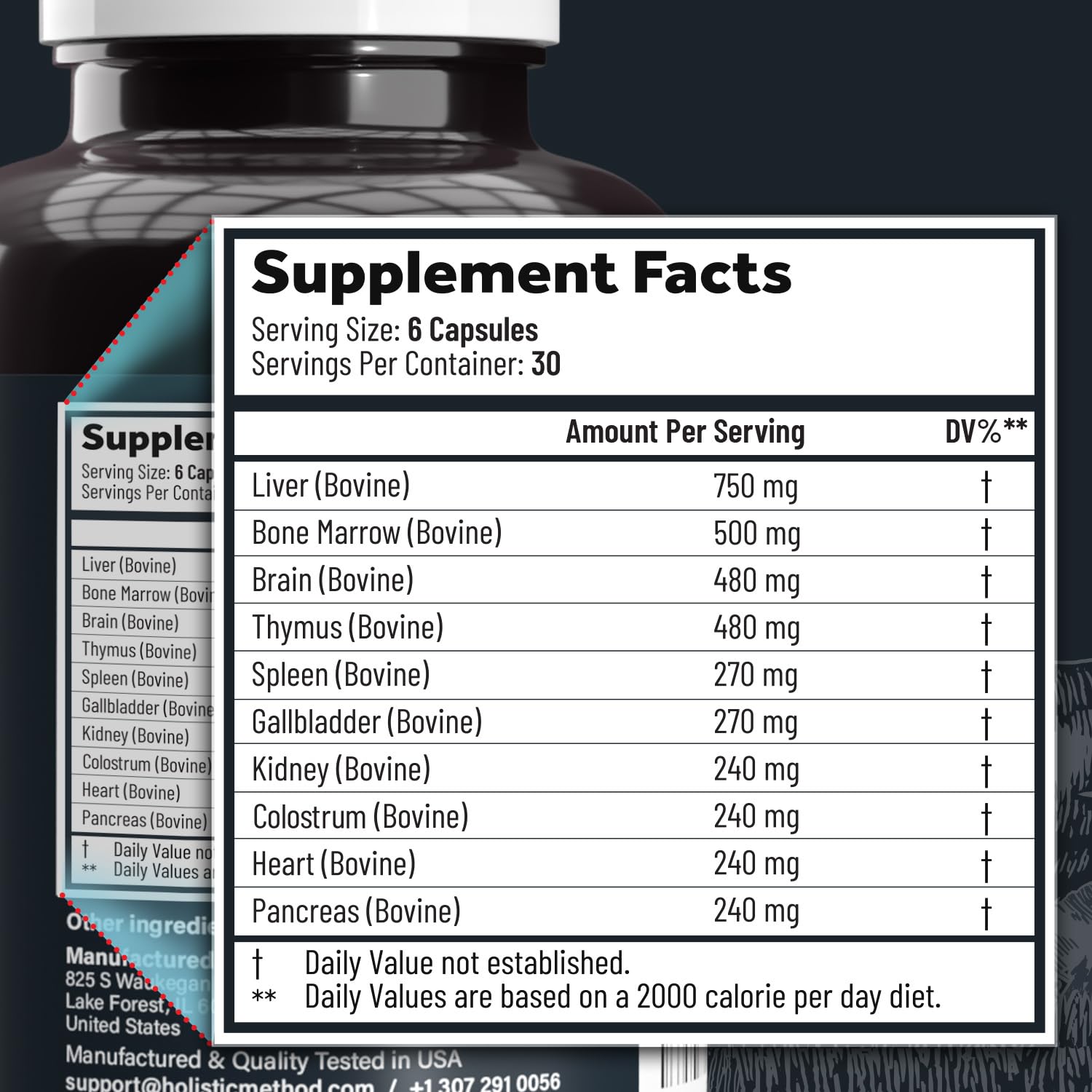 Beef Organ Supplement Complex - 10 Carnivore Grass Fed Proprietary Blend of Liver, Marrow, Brain, Thymus, Spleen, Kidney, Colostrum, Heart, Pancreas, Gallbladder - 180 Caps Carnivore MethodBuy Supplements Australia