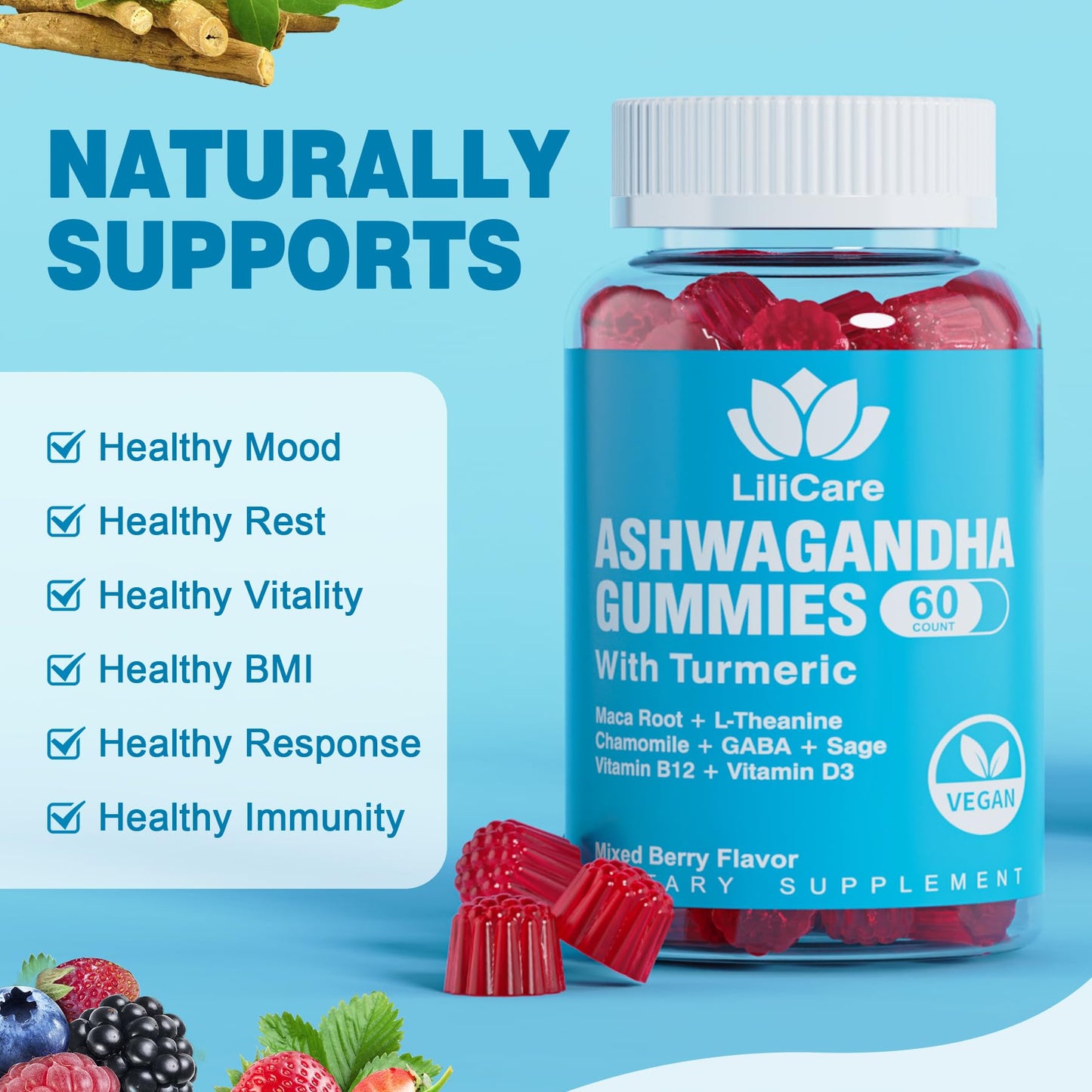 EnvyDeal 2 Pack Ashwagandha Gummies for Immune Support, 2000mg Organic Ashwa EnvyDealBuy Supplements Australia