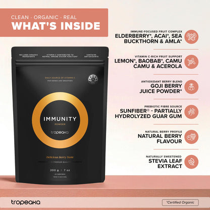 Tropeaka Immunity Powder - Immune Support Supplement, Antioxidant Rich Superfood Powder with Vitamins & Minerals, Boost Energy & Collagen Production - Vegan, Gluten Free, Non-GMO - 7oz (20 Servings) TropeakaBuy Supplements Australia