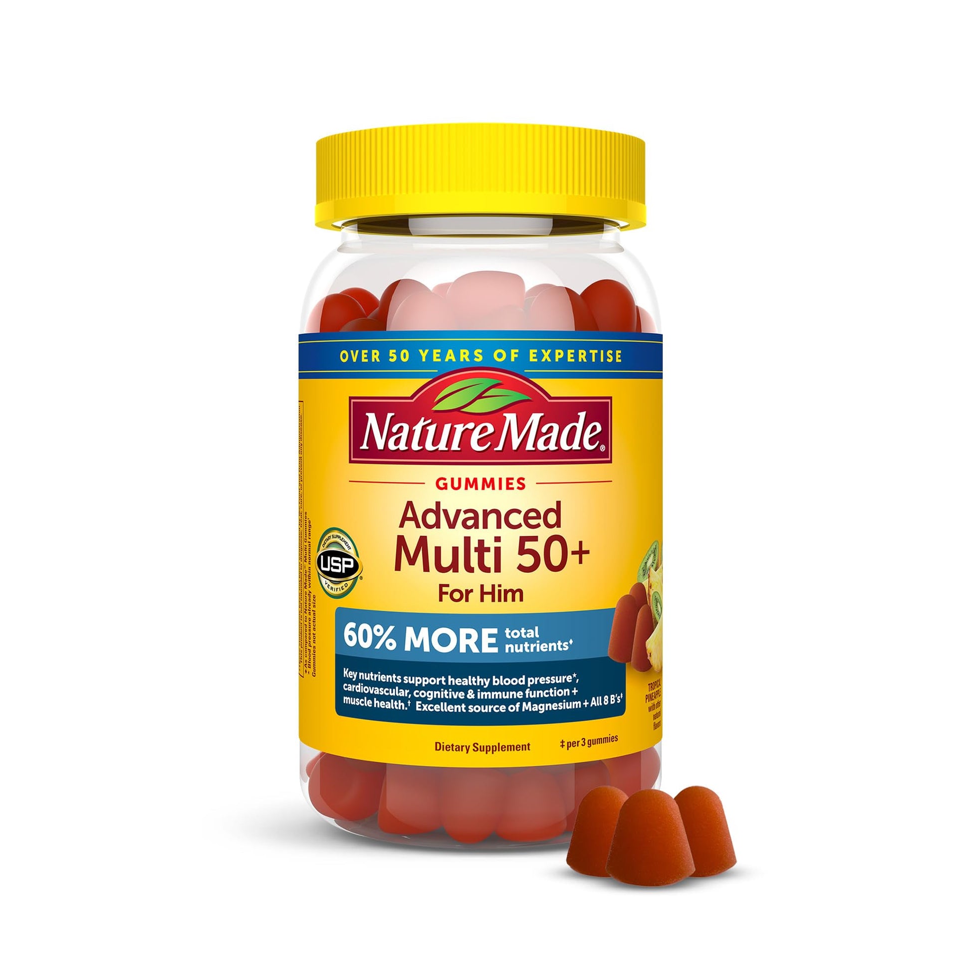Nature Made Advanced Multivitamin Gummies 50 + for Him, Mens Multivitamins Gummies with Magnesium Citrate Nature MadeBuy Supplements Australia