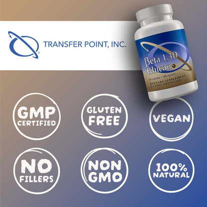 Transfer Point Immune Support Supplement Highly Purified Beta Glucan 500 mg per Capsule (b-glucan Fiber) (Pack of 1) Transfer PointBuy Supplements Australia