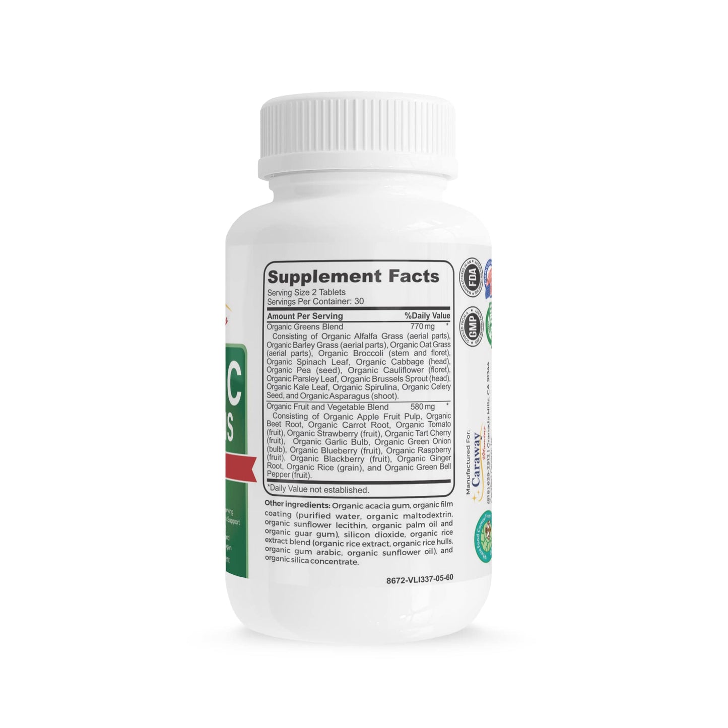 Organic Superfoods Vitamins Super Greens Complex by Caraway Vitamins 1,350 mg per Serving 28 Fruits Vegetables Greens 60 Count Tablets Non-GMO Natural for Men & Women Caraway VitaminsBuy Supplements Australia