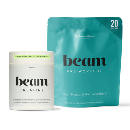 Beam Creatine Monohydrate + Pre Workout Bundle – Strength, Endurance & Muscle Recovery Stack – Clean Energy & Hydration Support, Third-Party Tested for Peak Training Performance BeamBuy Supplements Australia