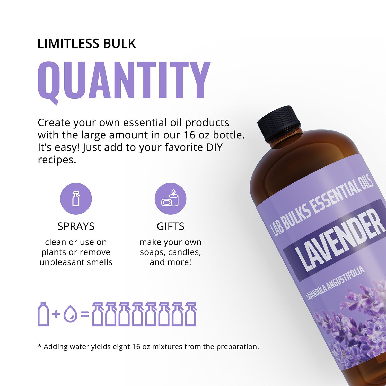 LAB BULKS ESSENTIAL OIL - Lavender Oil 16 Ounce Bottle for Diffusers, Home Care, Candles, Aromatherapy LAB BULKS ESSENTIAL OILBuy Supplements Australia