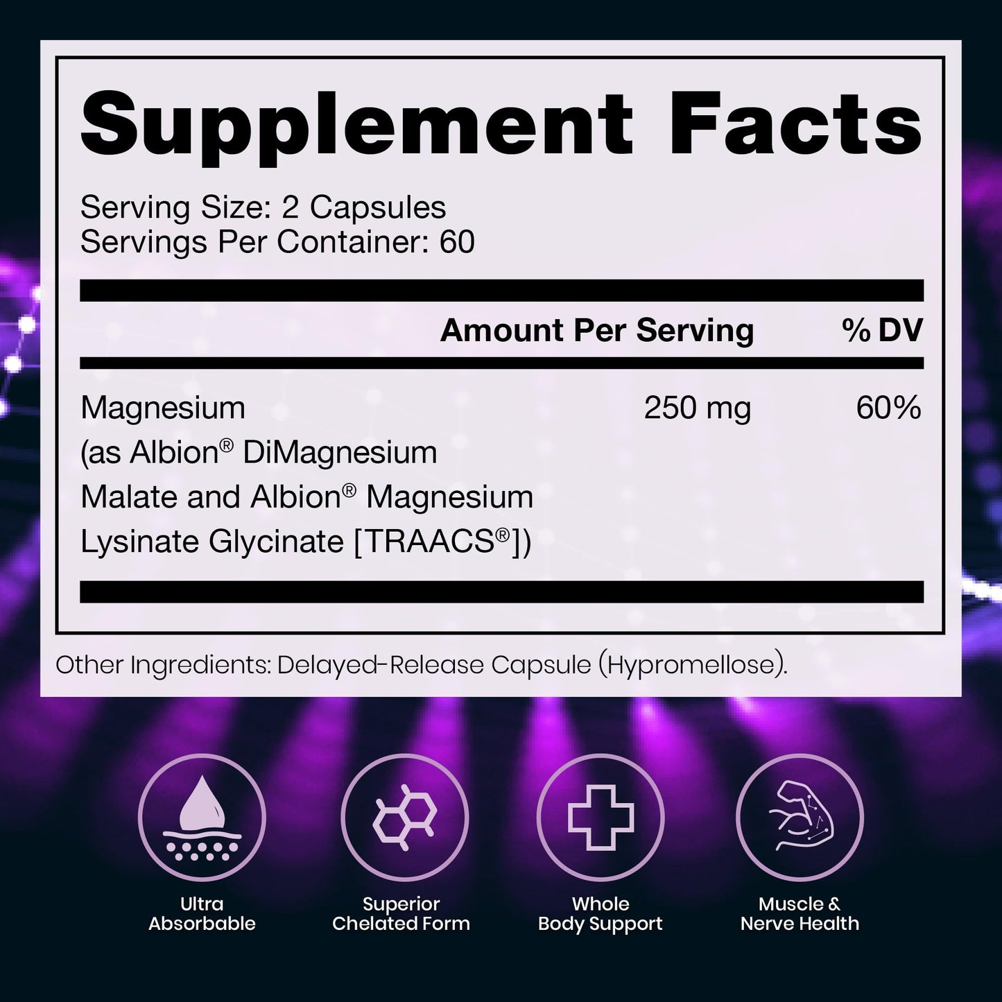 Pure TheraPro Rx Optimum Magnesium Lysinate Glycinate & Di-Magnesium Malate, Made in USA | 2 Month Supply | Chelated for Maximum Absorption,