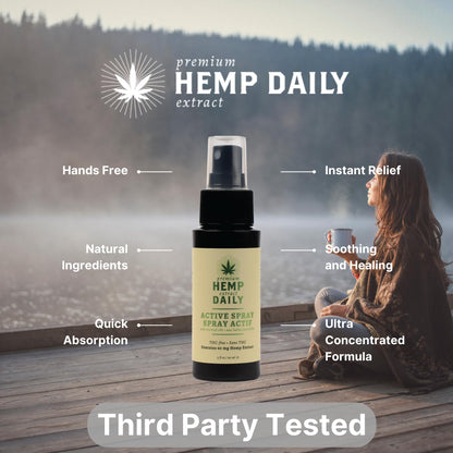 Hemp Daily Active Spray | Hemp Spray with Essential Oils | Vegan, Organic Ingredients | 2 Fluid Ounces (Original Spray, Single) Premium Hemp Extract DailyBuy Supplements Australia
