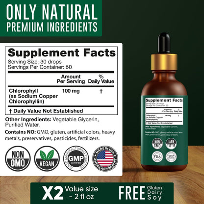 Chlorophyll Liquid Drops 6000 mg - Premium Liquid Chlorophyll Supplement - All-in-One Alpha FlowBuy Supplements Australia