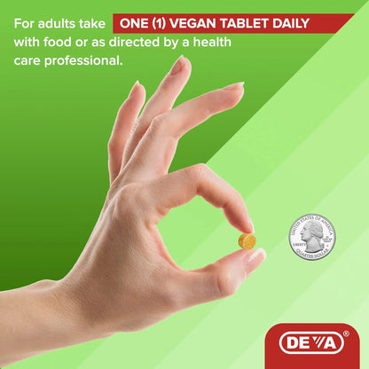 DEVA Vegan Iron-Free Multivitamin & Mineral Supplement, Vitamin C, D2, E & B-Complex, Biotin, 90 Tiny Tablets DEVA