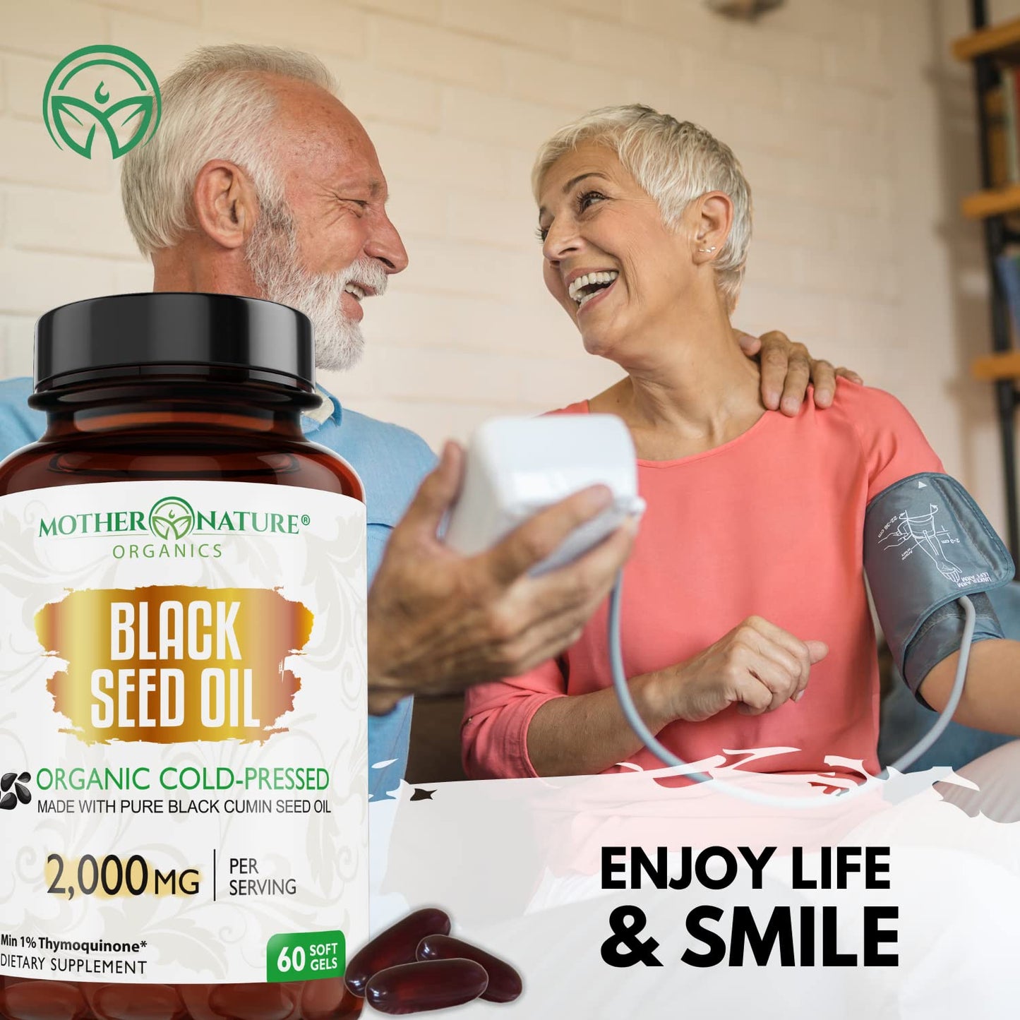 Organic Black Seed Oil 2000mg - 60 Softgel Capsules (Non-GMO) Premium Cold-Pressed Mother Nature Organics Superfoods for Organic LivingBuy Supplements Australia