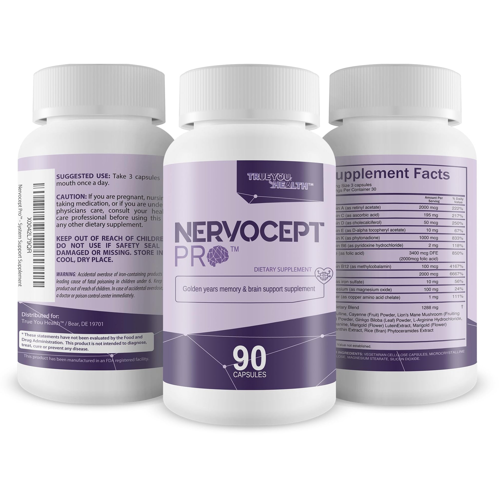 Nervocept Pro - Our Best Nerve Support Capsules - Lions Mane, Magnesium, Vitamin B For Nerve Repair - Vitamin D for Nerves - Lions Mane Memory & Nerve Support - Vitamin B12 Nerve Support True You HealthBuy Supplements Australia