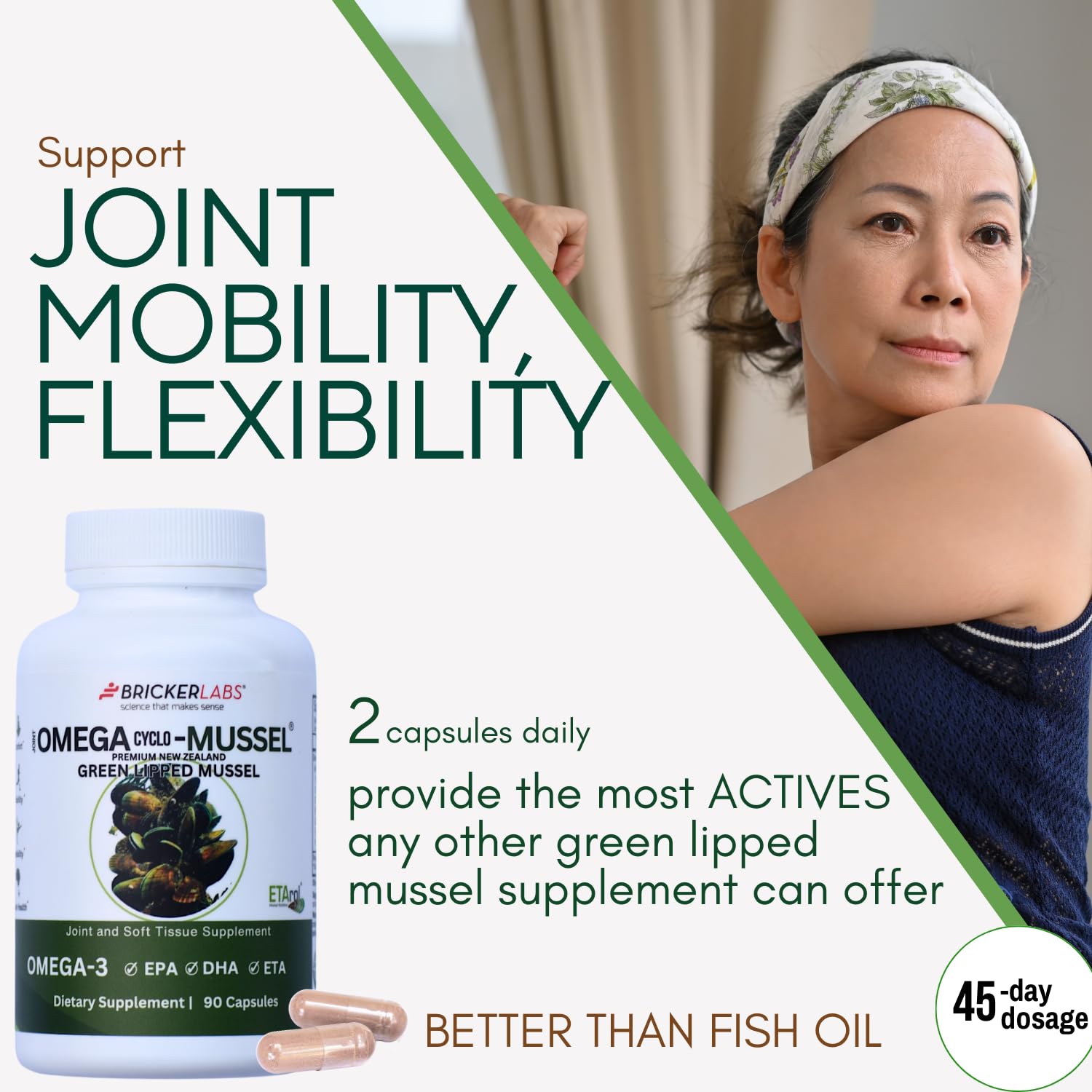 Bricker Labs Omega Cyclo - Mussel Joint Health Supplement, Premium New Zealand Green Lipped Mussel, Full Spectrum Omega Joint Supplements for Joint Health and Comfort, 90 Capsules Bricker LabsBuy Supplements Australia