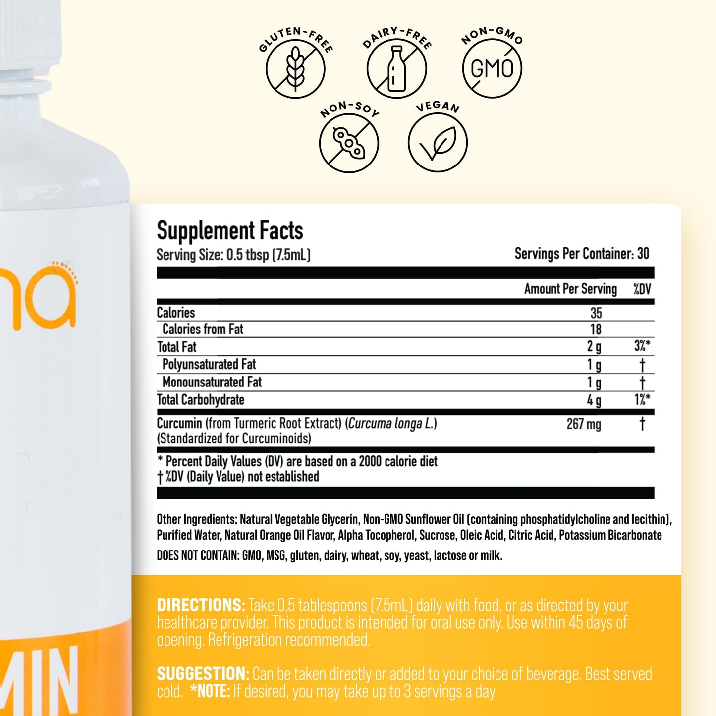 Manna Vitamins Evolved Liposomal Liquid Curcumin for Advanced Absorption Best Turmeric Supplement for Daily Joint & Immune Health Support - Vegan, Non-GMO, 95% Curcuminoids (1 Pack) Manna Vitamins EvolvedBuy Supplements Australia