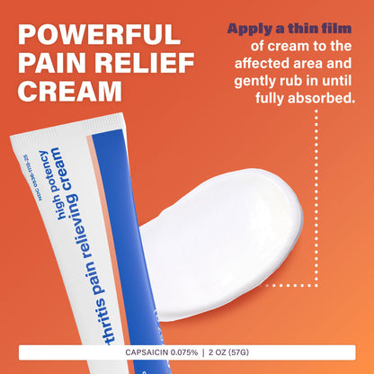 Rugby High Potency Capsaicin 0.075% Cream - Pain Relief Cream for Arthritis - 2 Oz (57g), (1 Pack) RUGBY LABORATORIESBuy Supplements Australia