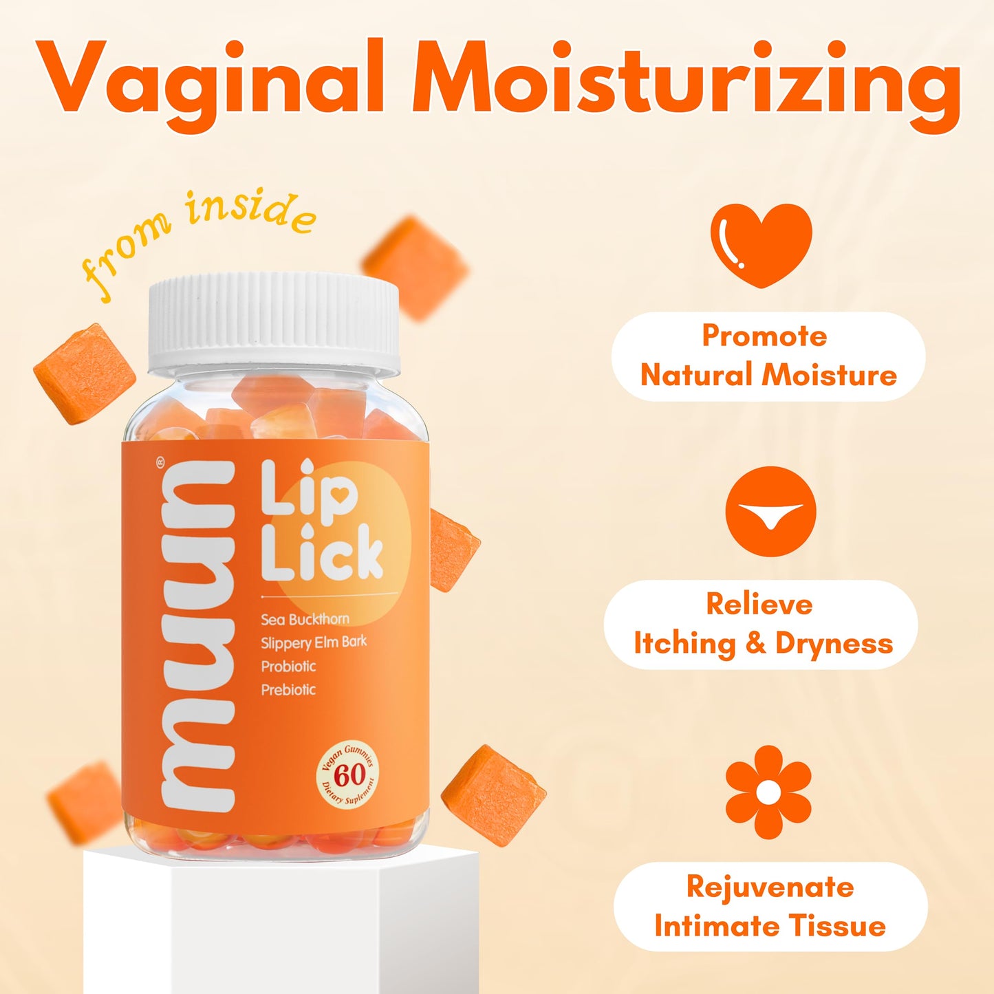 Muun Vaginal Dryness Gummy for Perimenopause Menopause with Slippery Elm Bark, Omega MuunBuy Supplements Australia