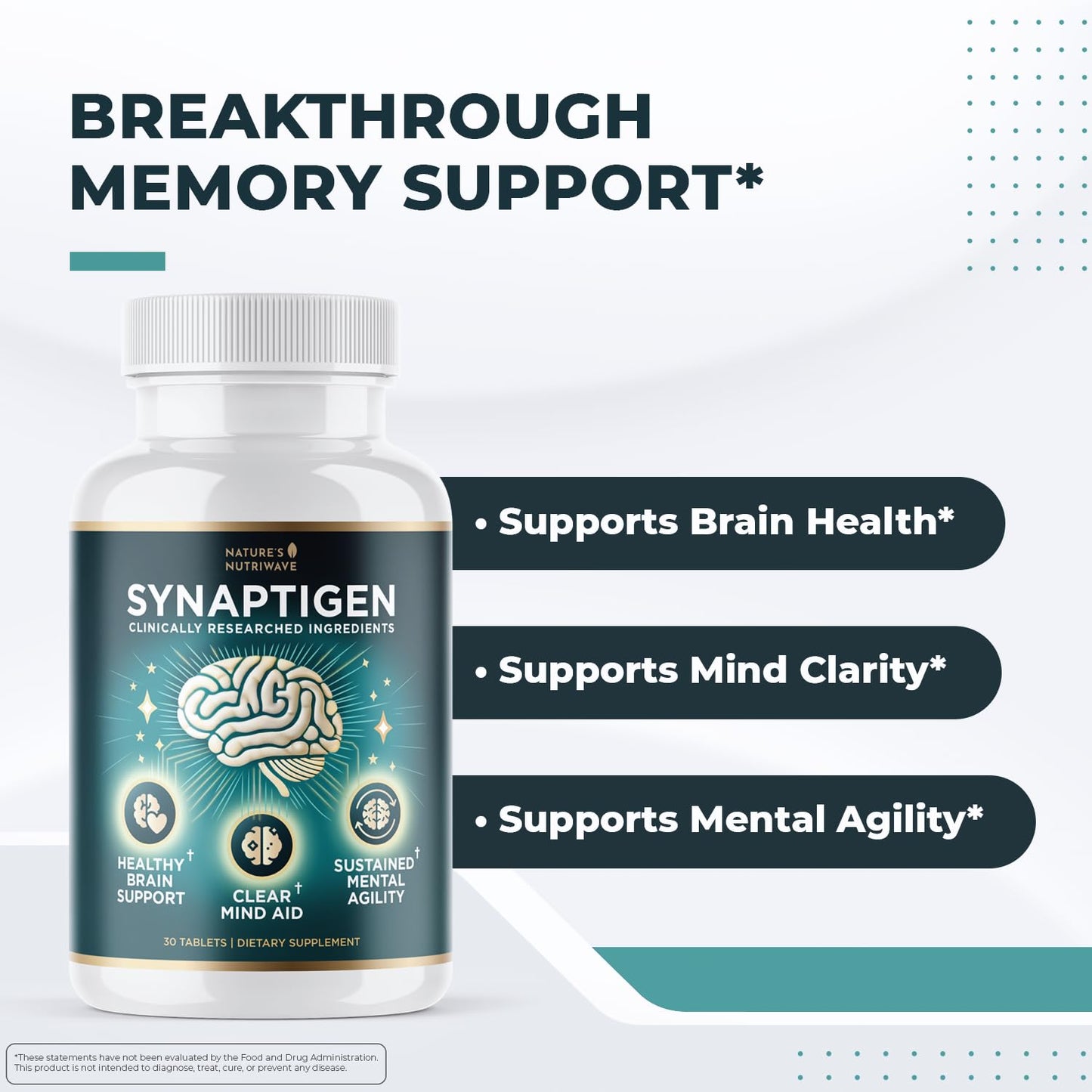 Nature’s NutriWave Synaptigen – Natural Supplement with Inulin Powder, Probiotics 3.5 Billion CFU, for Daily Wellness – Made in USA, Non-GMO, 30 Tablets - 6 Month Supply Nature’s NutriWaveBuy Supplements Australia