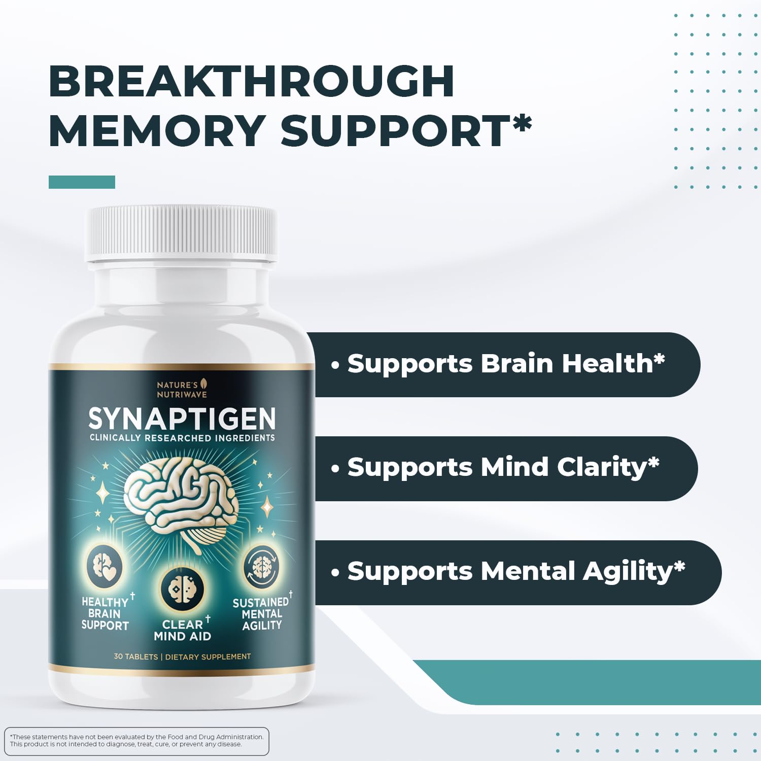Nature’s NutriWave Synaptigen – Natural Supplement with Inulin Powder, Probiotics 3.5 Billion CFU, for Daily Wellness – Made in USA, Non-GMO, 30 Tablets - 6 Month Supply Nature’s NutriWaveBuy Supplements Australia